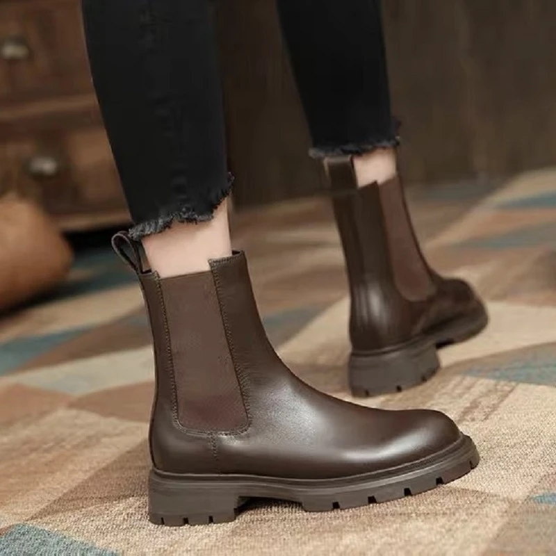 711切尔西靴女2024新款秋冬烟筒靴舒适厚底短靴马丁靴