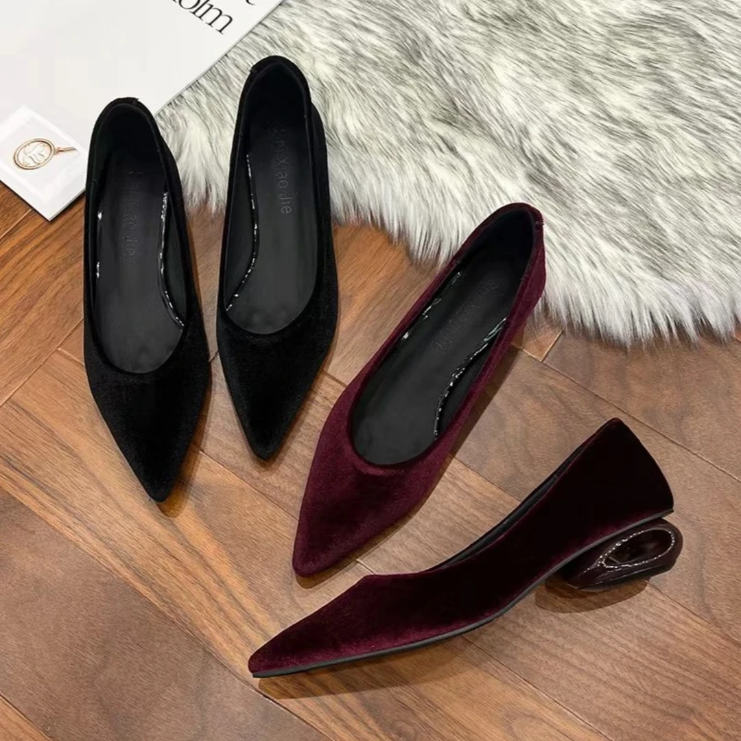 1688-3新款单鞋工作鞋时尚尖头高级洋气简约异形跟轻职风单鞋