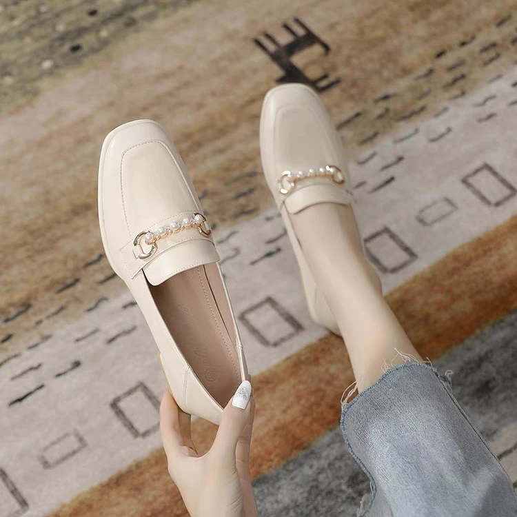 6186-20软底低跟单鞋女2024新款配裙子舒适女鞋法式百搭乐福鞋