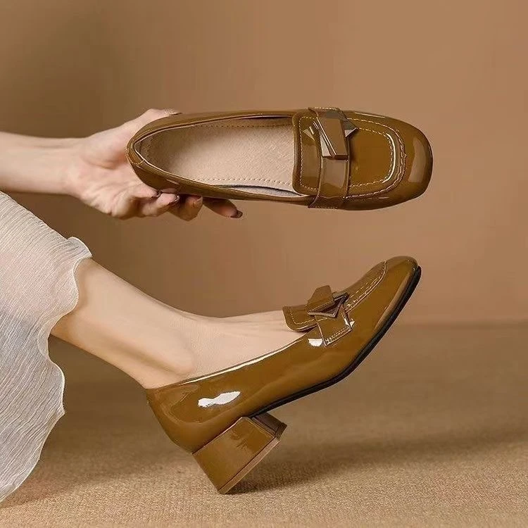 2025新款真皮单鞋头层牛皮春秋软底百搭方头低跟单鞋XD1506