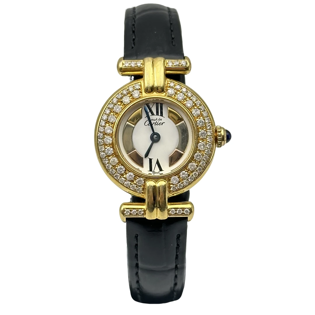 95新 Cartier/卡地亚 小旋风系列 女士石英腕表 后镶钻 24mm表径
