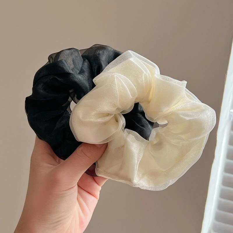 韩国高级感头绳女雪纺网纱大肠发圈百搭时尚扎头发丸子头发绳头饰