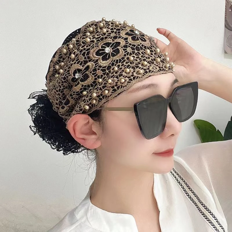 懒人新款遮白发绣花包头帽春秋薄款盘发头花头巾帽民族风帽子女款