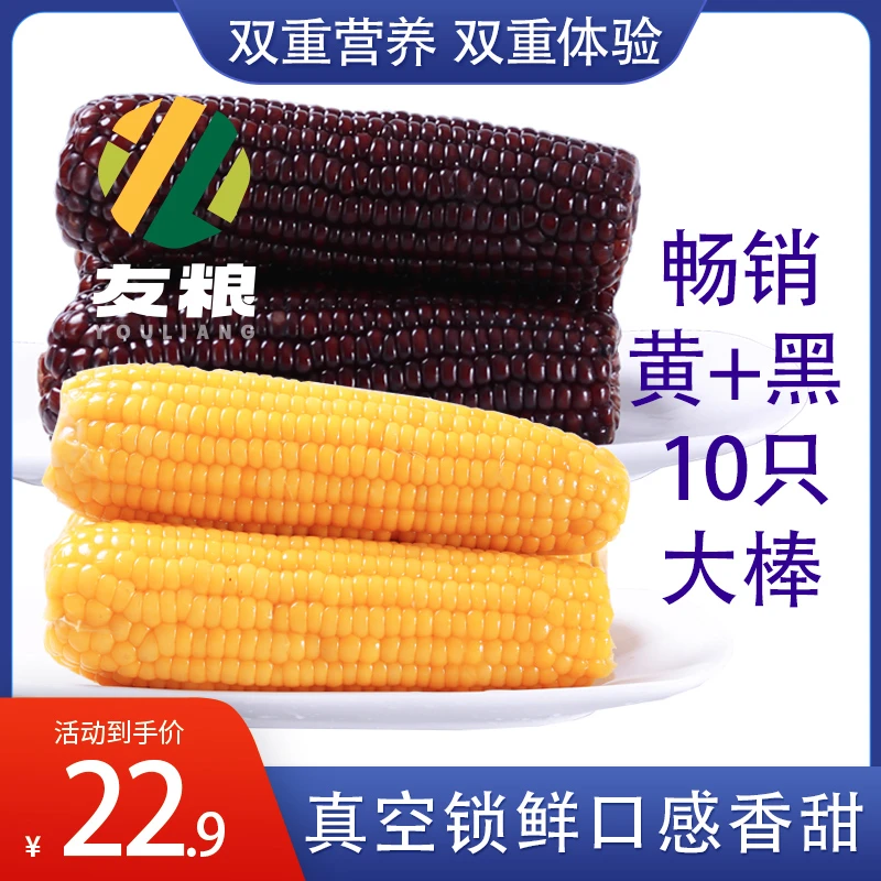 【十只组合5黄+5黑净重6斤】头茬糯玉米 黑龙江糯玉米 产地直发
