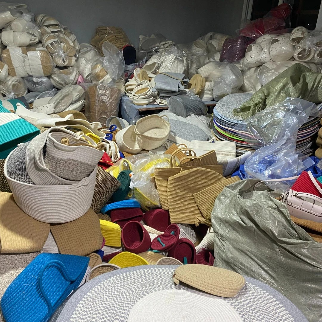 孤品清仓棉线桌面收纳筐