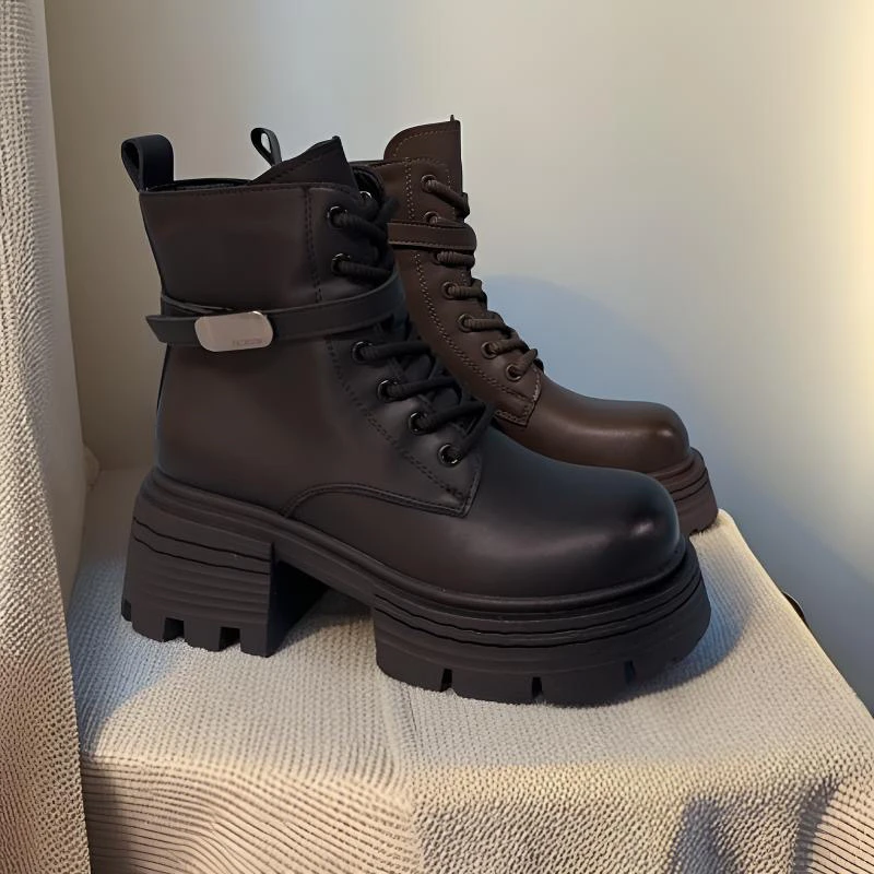 33【流浪者】达思图英伦松糕甜酷马丁靴炸街百搭厚底帅气机车短靴