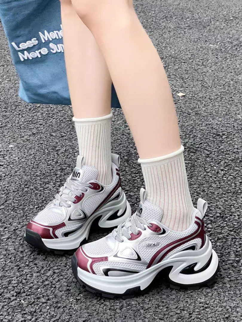 2099欧洲站厚底老爹鞋女2024新款透气复古增高显瘦休闲老爹鞋