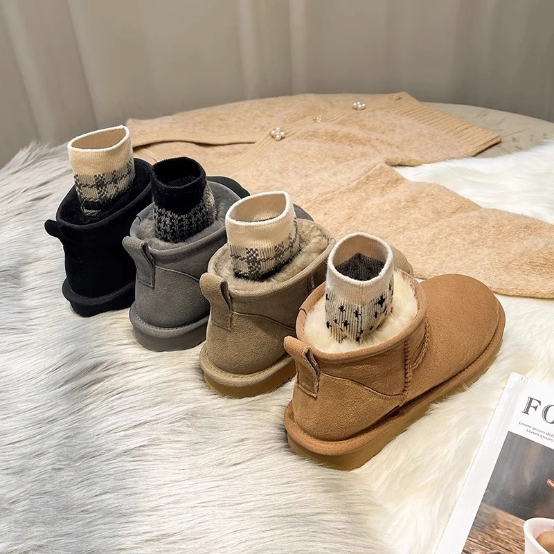 富贵rich【百搭】mini雪地靴女短款冬季新款加厚加绒小个子雪地靴