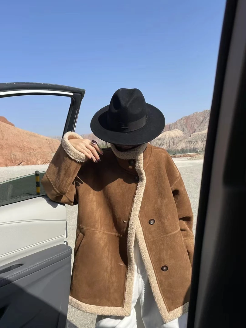 MUYI 慕一 冬款羊羔毛通勤百搭外套