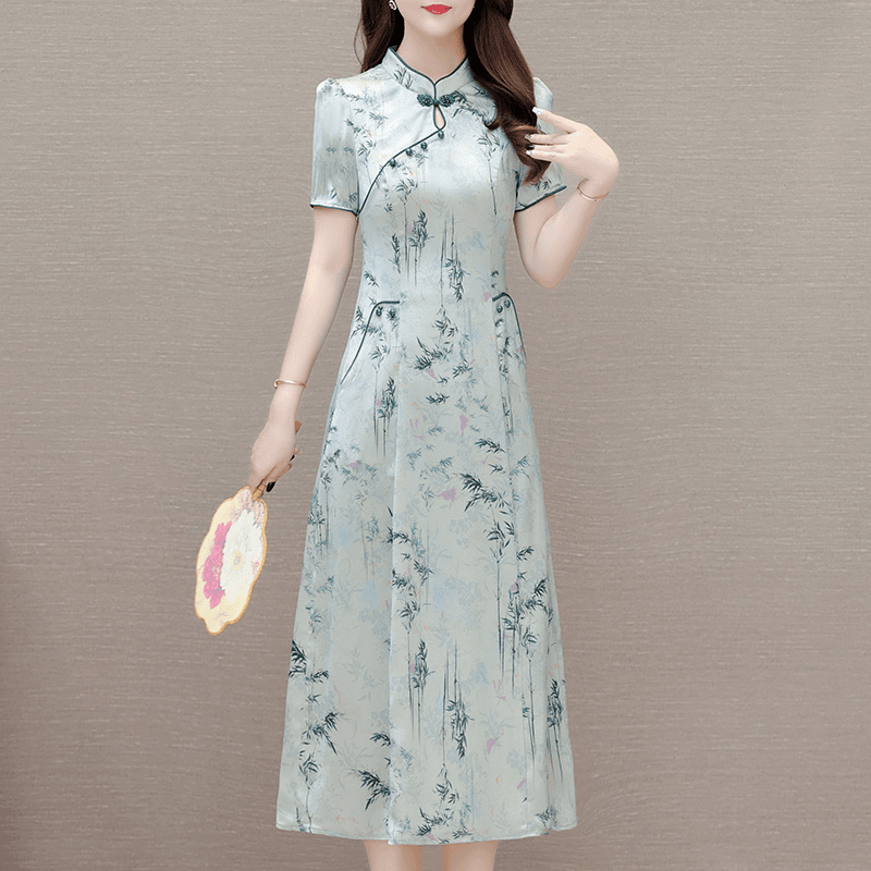 2024夏季新品中式妈妈装旗袍连衣裙高考毕业季28