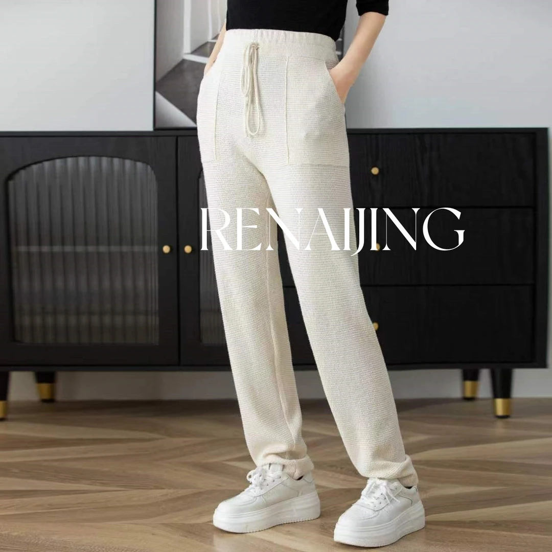 RENAIJING【丝绒华夫格裤】康赛尼桑蚕丝羊绒夏季休闲时尚女裤舒适