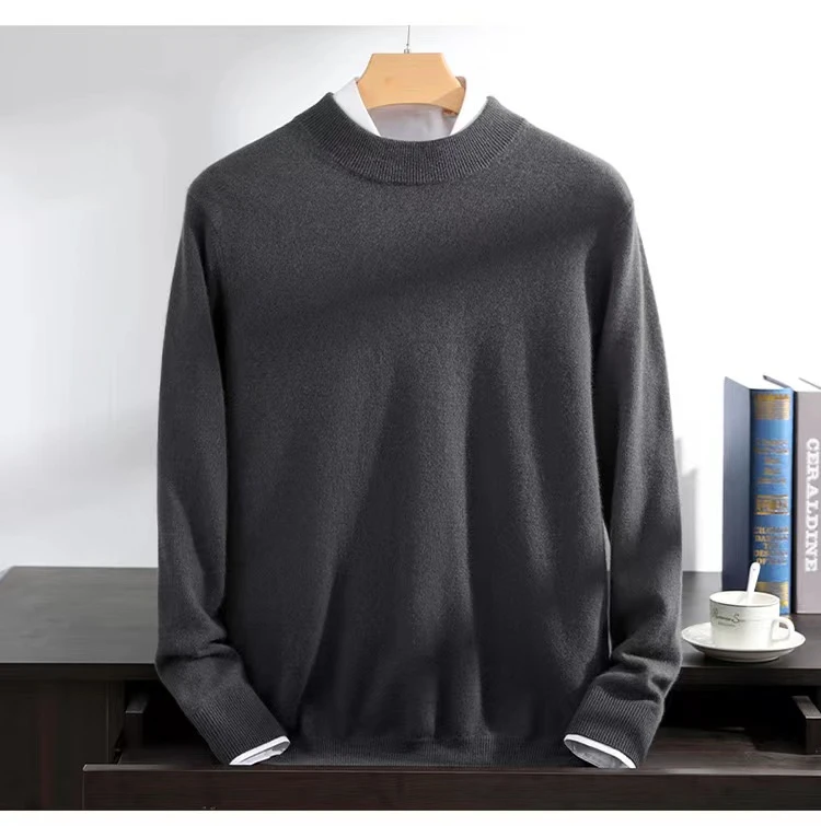 RENAIJING【男-经典双层半高】纯山羊绒半高超紧密秋冬百搭打底男士