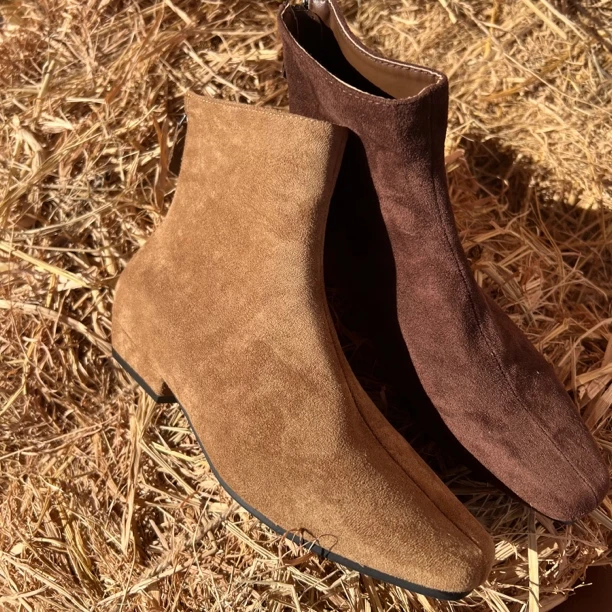 【A秋冬爆款N】9788v/樊家高定系列女秋冬复古中筒短靴气质粗跟