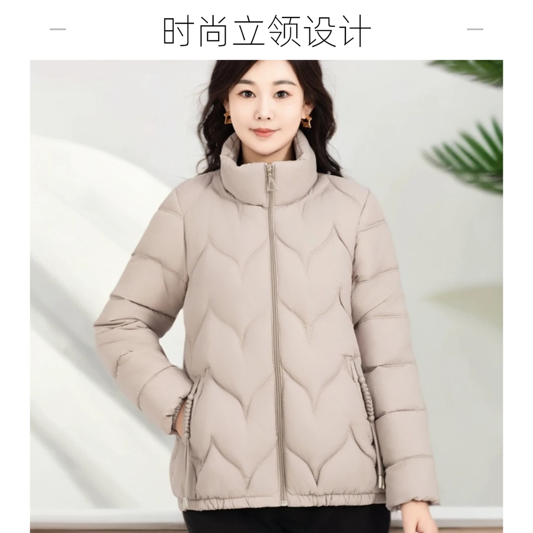 女士妈妈中年装爆款大码百搭休闲宽松立领秋冬新款棉袄2024火竖口