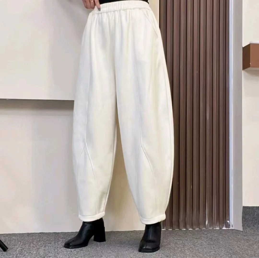 【YYJ】2024秋冬新款女装宽松显瘦百搭休闲哈伦裤加绒加厚纯色时尚