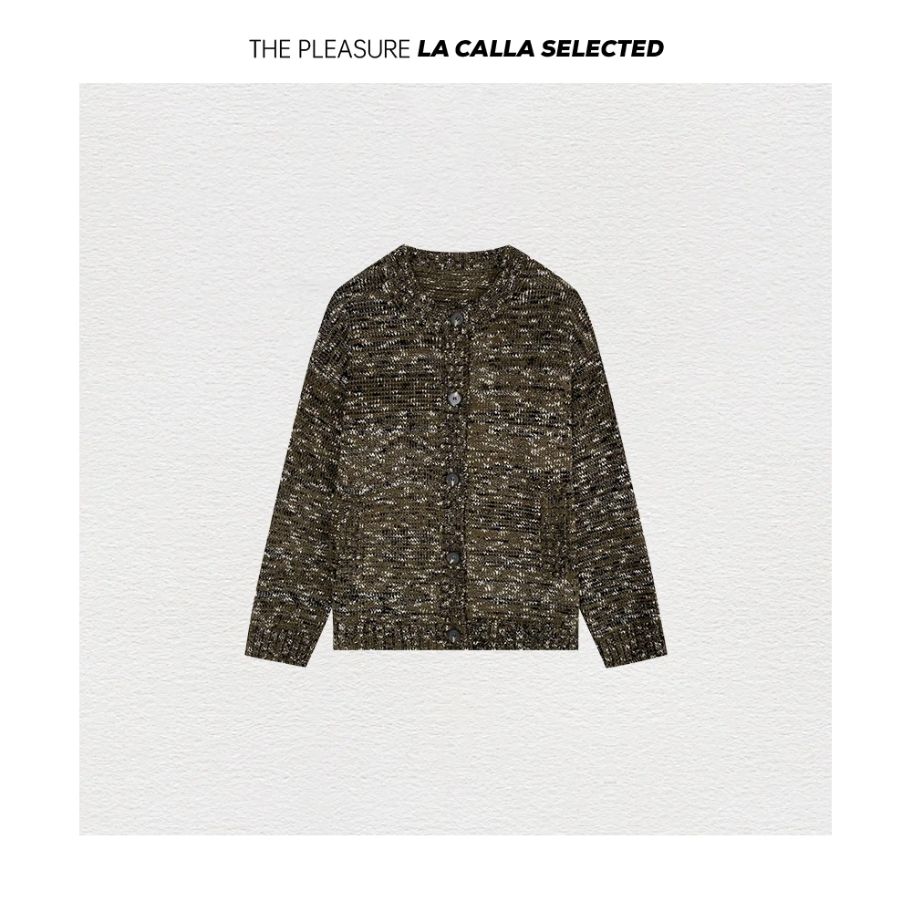 沈球球【氛围花纱】深咖色设计师秋冬季宽松花色开衫外套