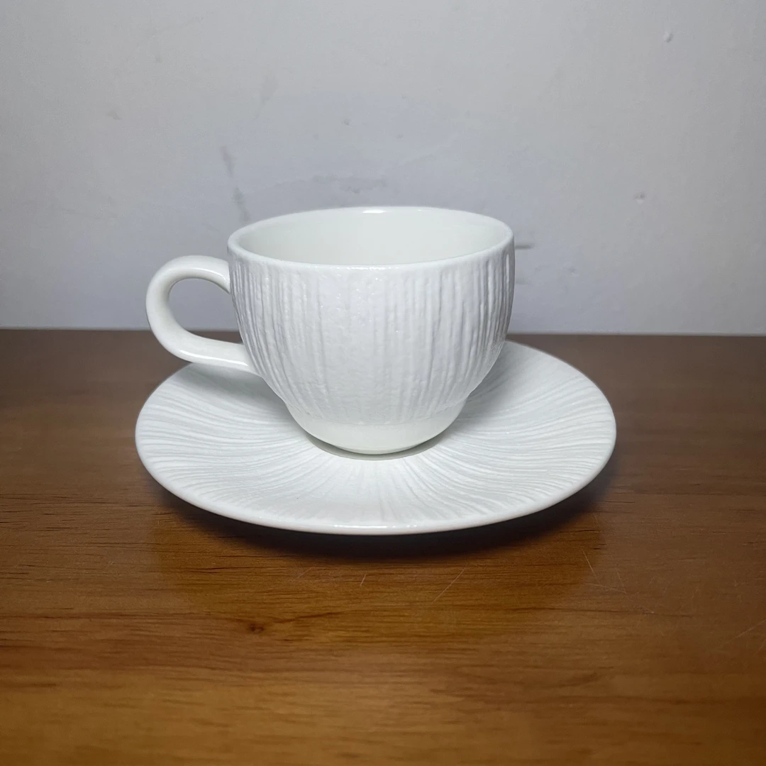 【DXC家】100ML 沙间雪 浓缩咖啡杯碟 黑珍珠供应系列 碟11.5CM