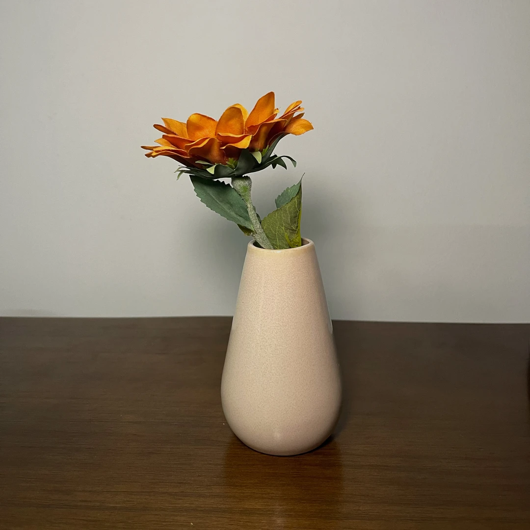 【多米家】14*7CM瓶口4CM 肉桂粉  水滴形小花瓶