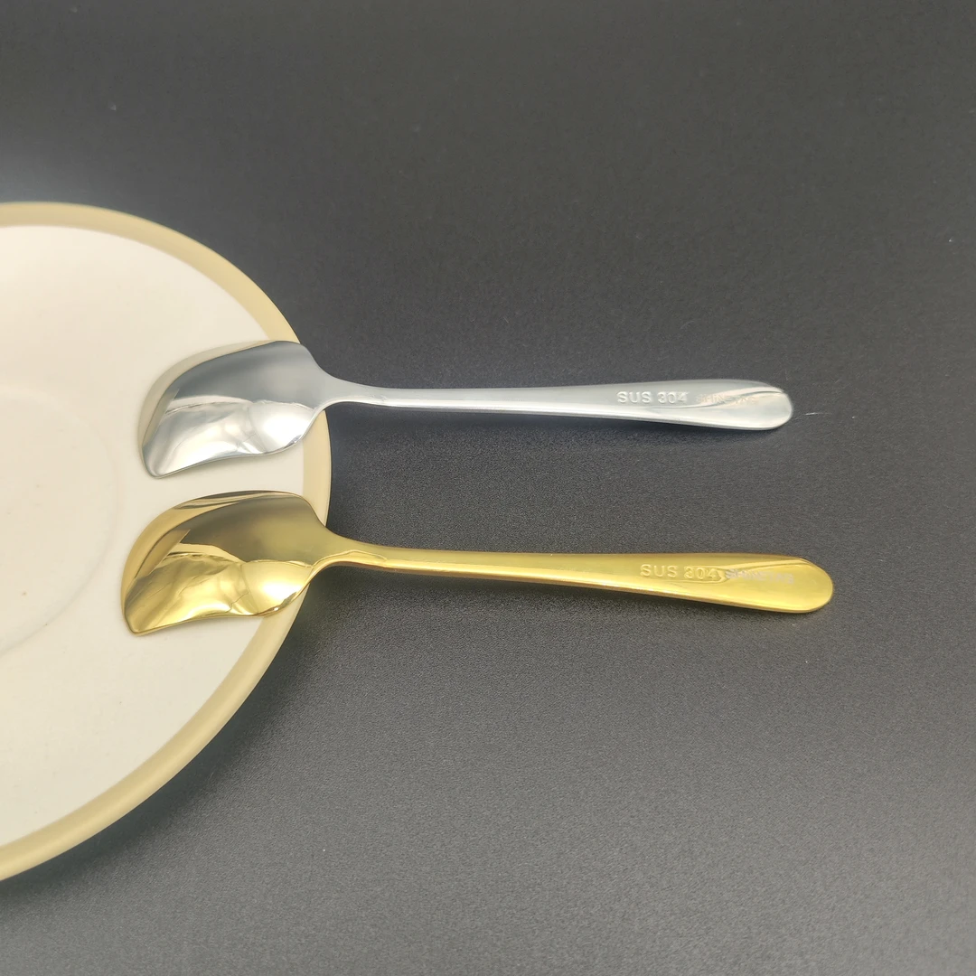 【ST家】13CM 10金银搅拌勺咖啡勺 304不锈钢 甜品勺 拍1发2