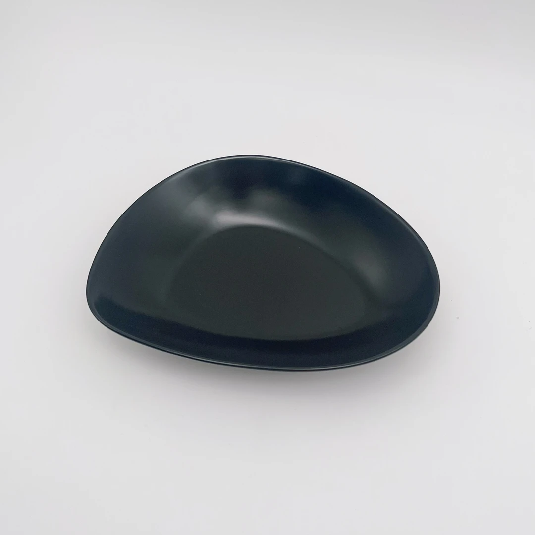 【AL家】21.5*17*3.5CM 经典黑色不规则水果盘 早餐盘 粉丝团拍1发2