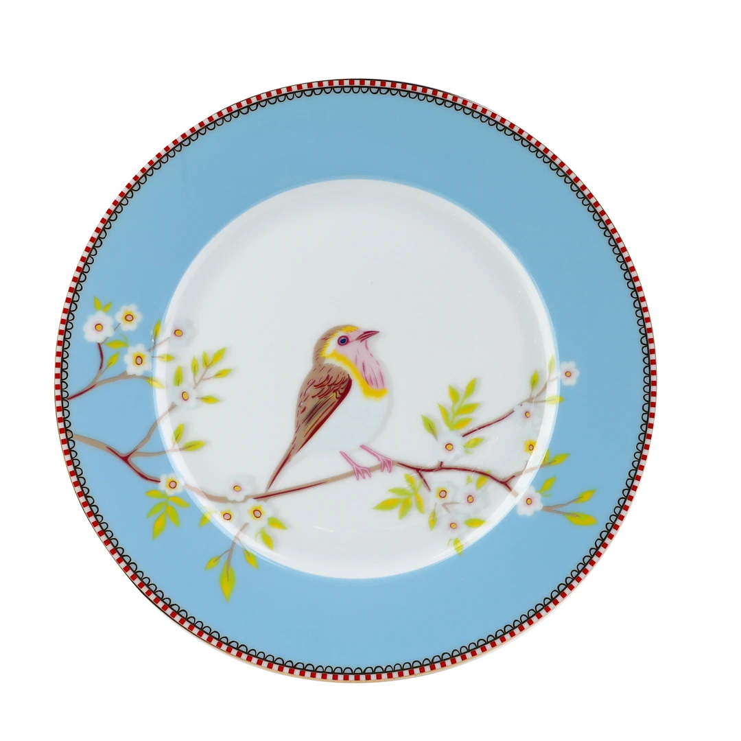 【PS家】21cm 马氏 晨鸟蓝 平盘 高温白瓷 彩盒装