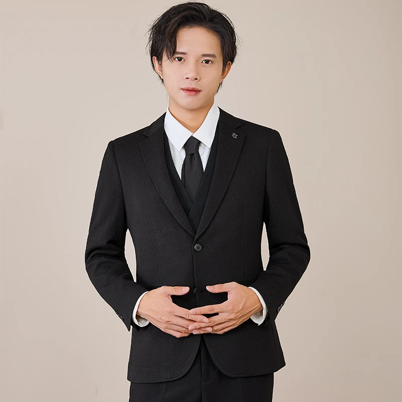 男士休闲西服修身商务正装时尚小西装黑色结婚韩版新郎伴郎上衣潮