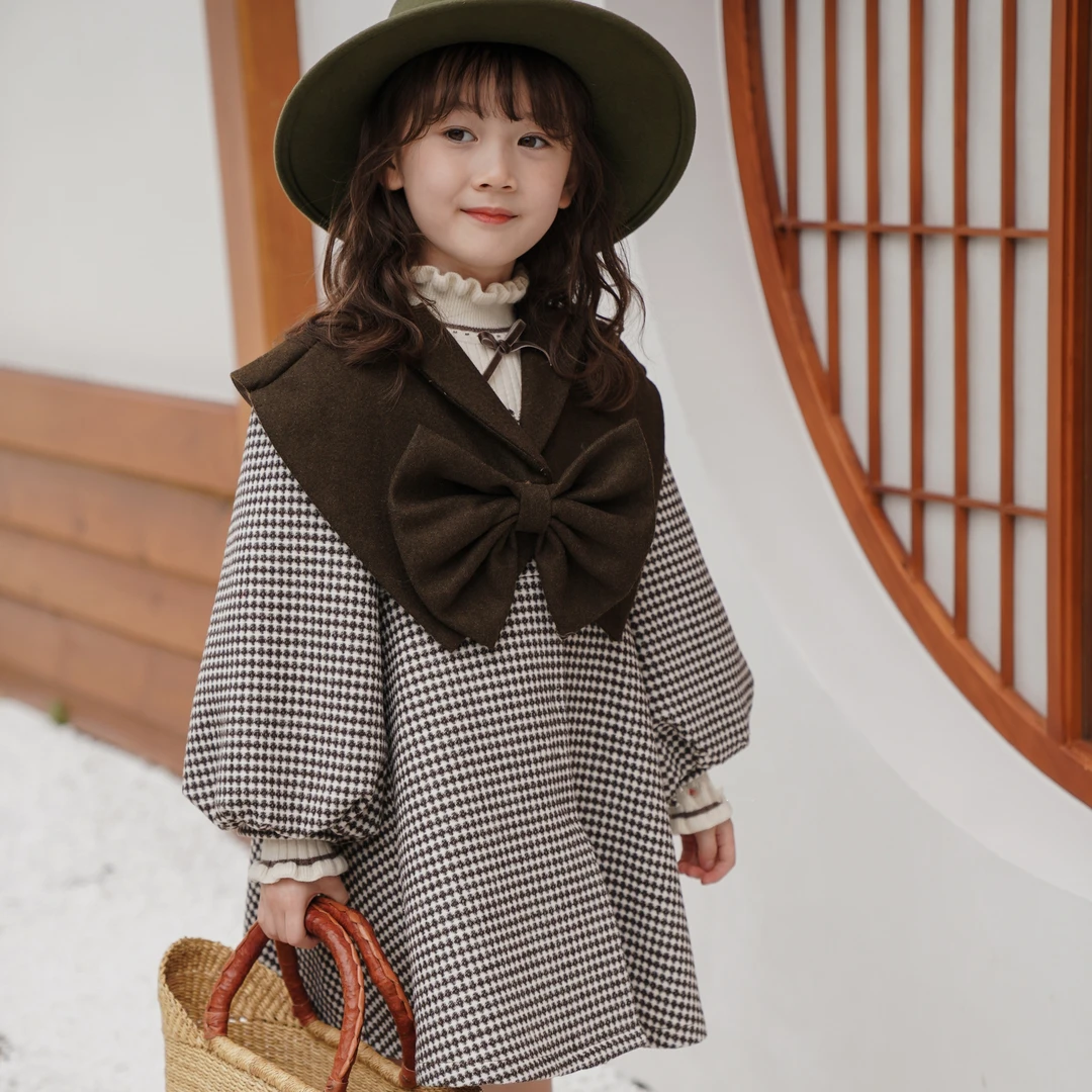 【701-800】秋冬女童蕾丝女孩儿童甜美宝宝洋气长袖泡泡袖连衣裙