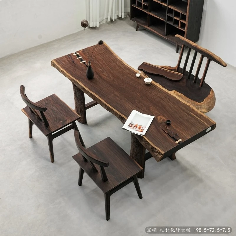 黑檀 拙朴化纤大板 自然边 198.5*77.5*7.5