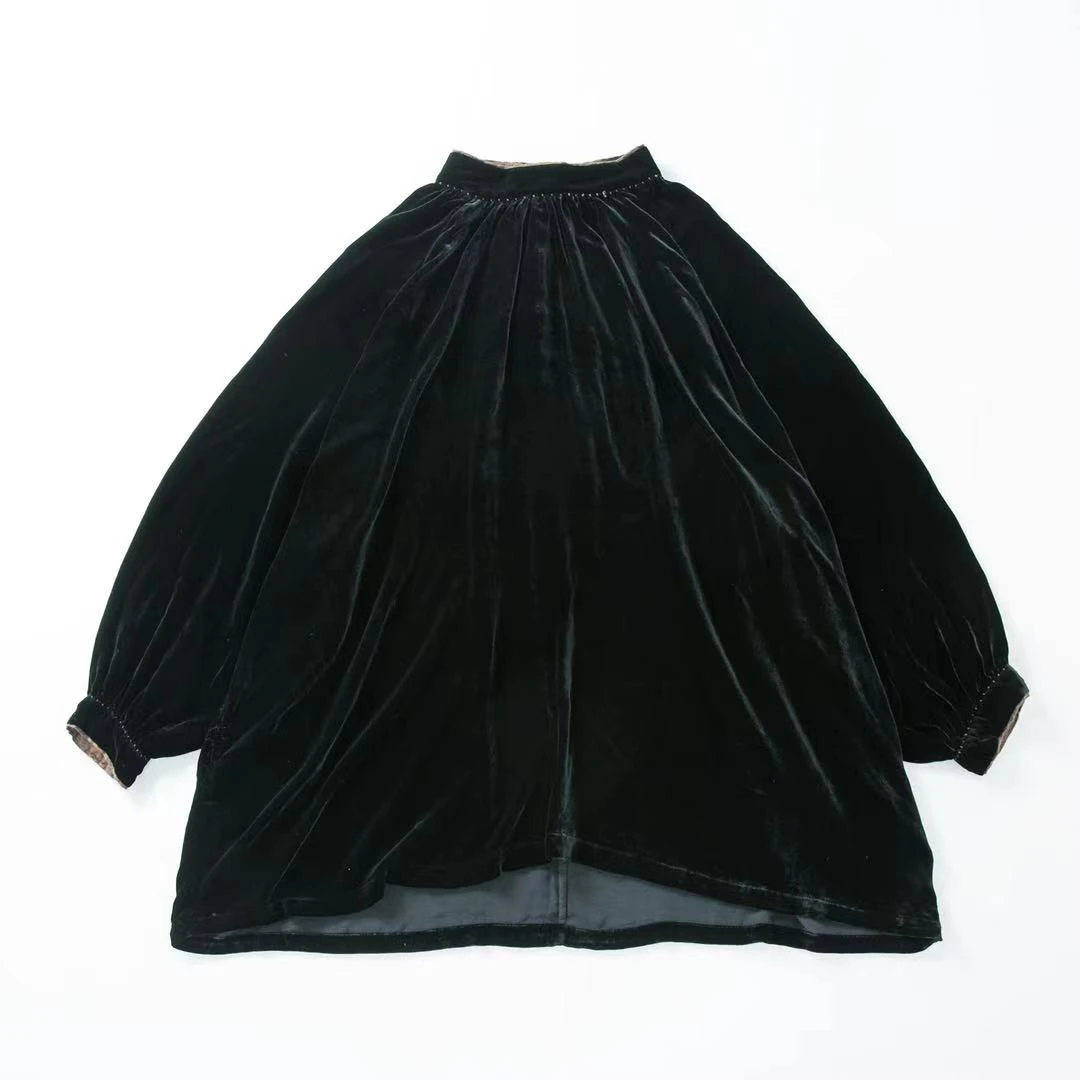 小文｜直播间开价九折 原创垒土S2168金丝绒多褶上衣