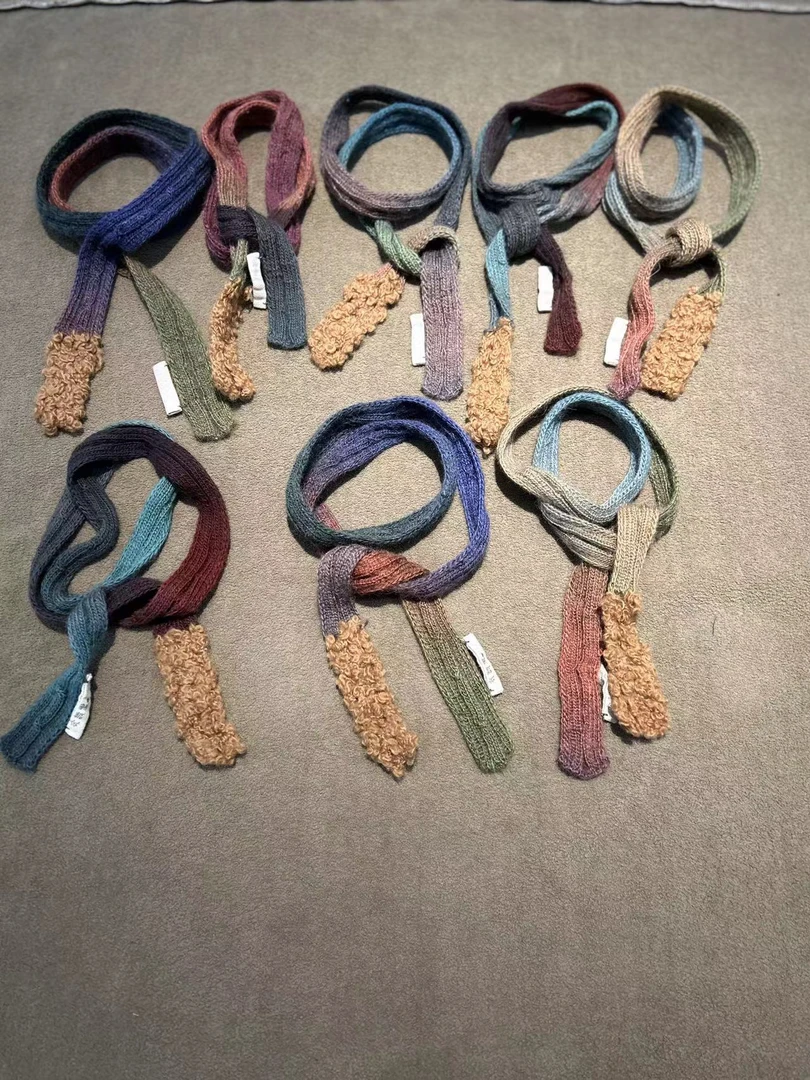 小文｜原创P1083羊毛段染手织小围巾