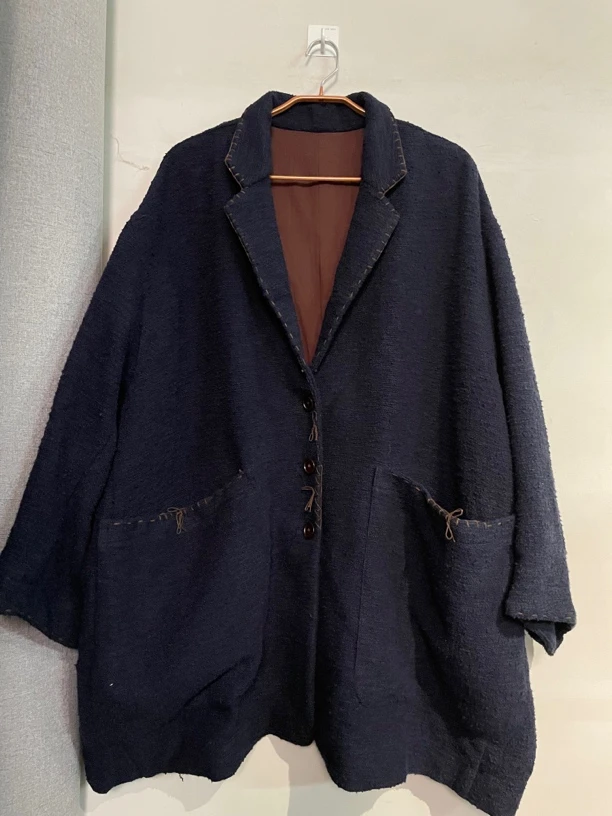 小文｜衣长85 胸围160 原创056手捻线重磅麻宽松西服