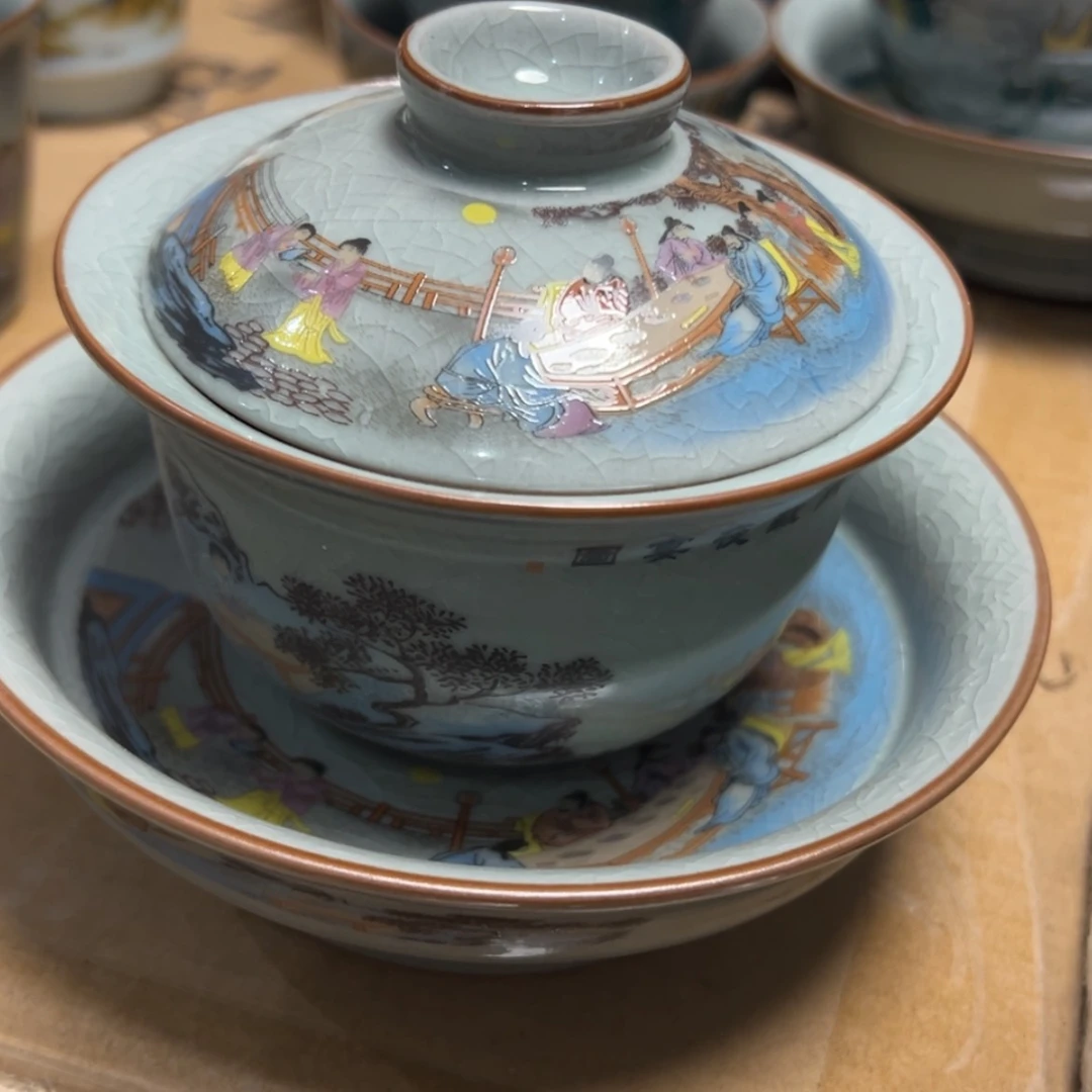 【闪购商品】陶瓷韩熙载高足盖碗