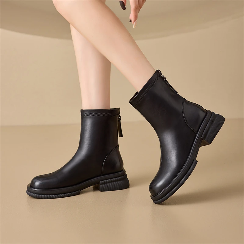 KEKAFU/珂卡芙女秋冬新款时装靴时尚百搭粗跟厚底英伦风XK2304640