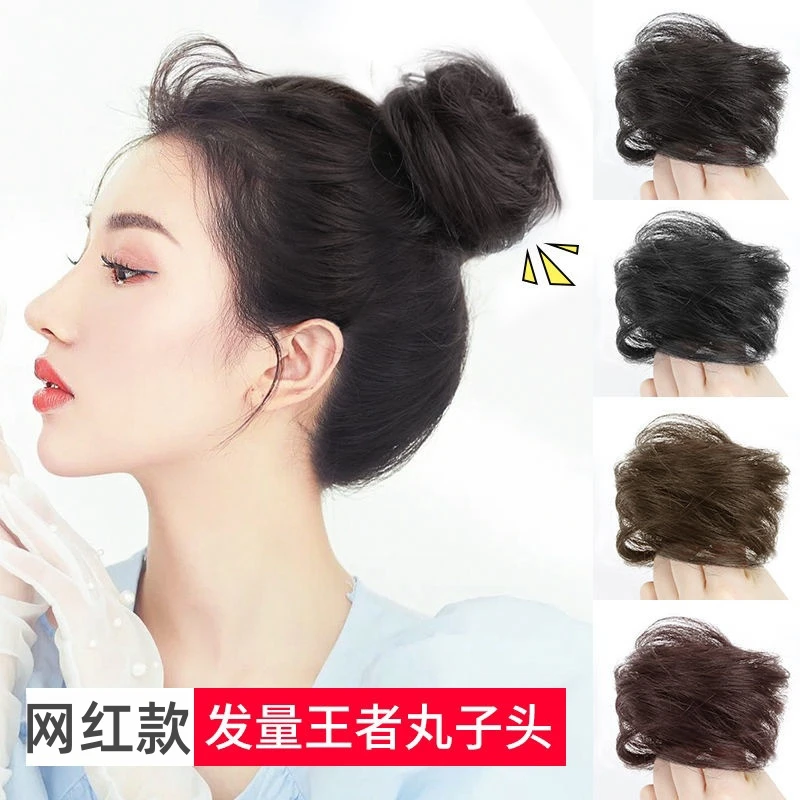 可爱丸子头花苞头盘发发圈女蓬松神器自然古风发饰懒人发圈头花