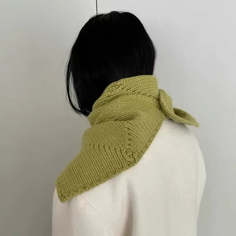 设计师款~100%羊毛围巾围脖扣纽扣小众款针织羊毛小披肩