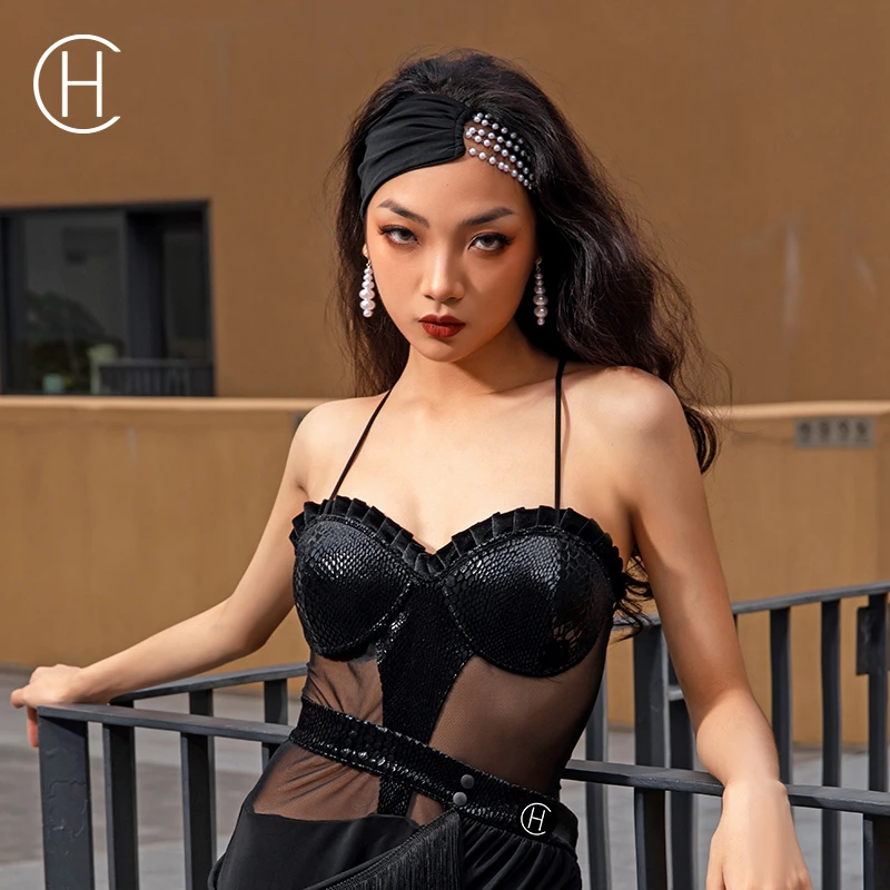 HC·DANCE 拉丁舞服女专业国标舞新款舞衣吊带连体衣带胸垫DS016