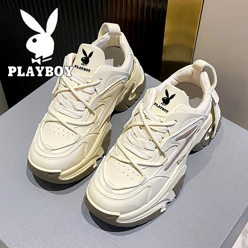 PLAYBOY老爹鞋女2023新款冬季增高厚底女鞋百搭轻奢小白运动潮鞋