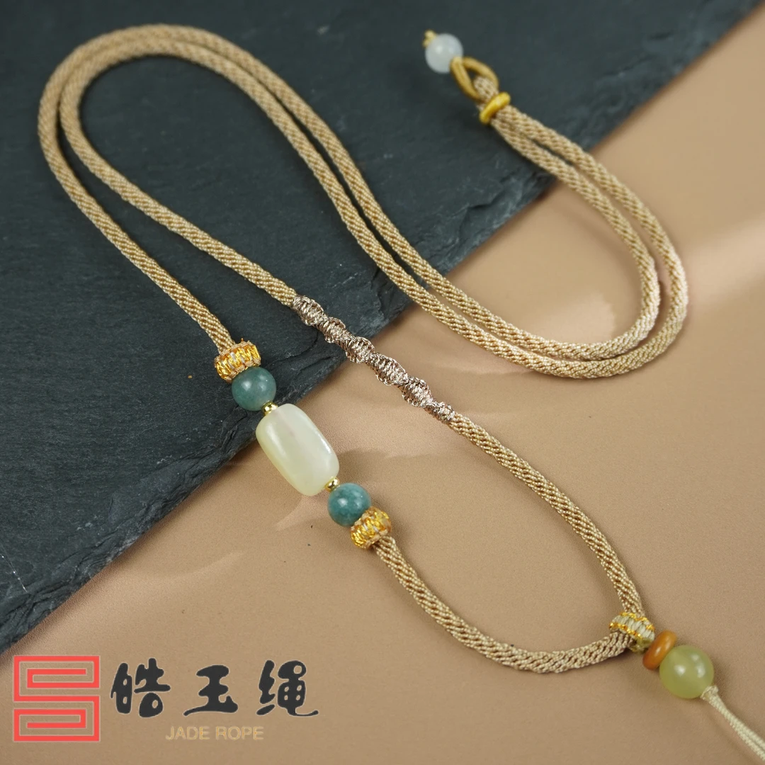 【皓玉绳】原创设计款单边不对称可调节款玉石佛公挂件绳挂脖绳挂绳