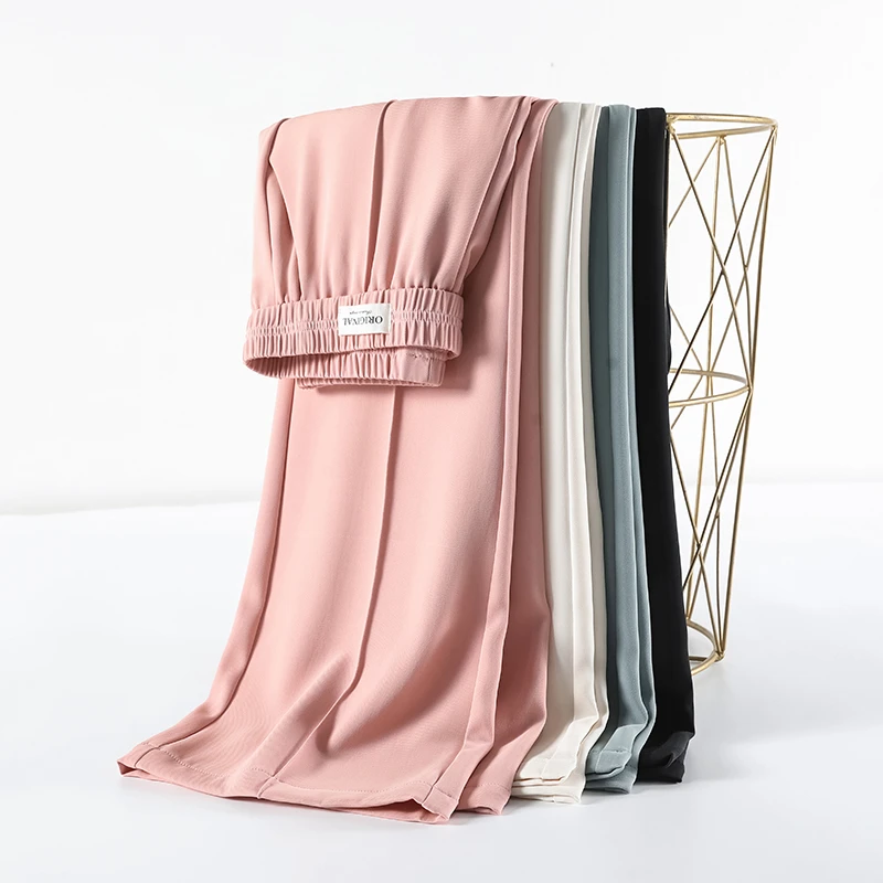 2024夏季新款冰丝阔腿裤女薄款高腰垂感休闲西装潮流时尚微喇叭裤