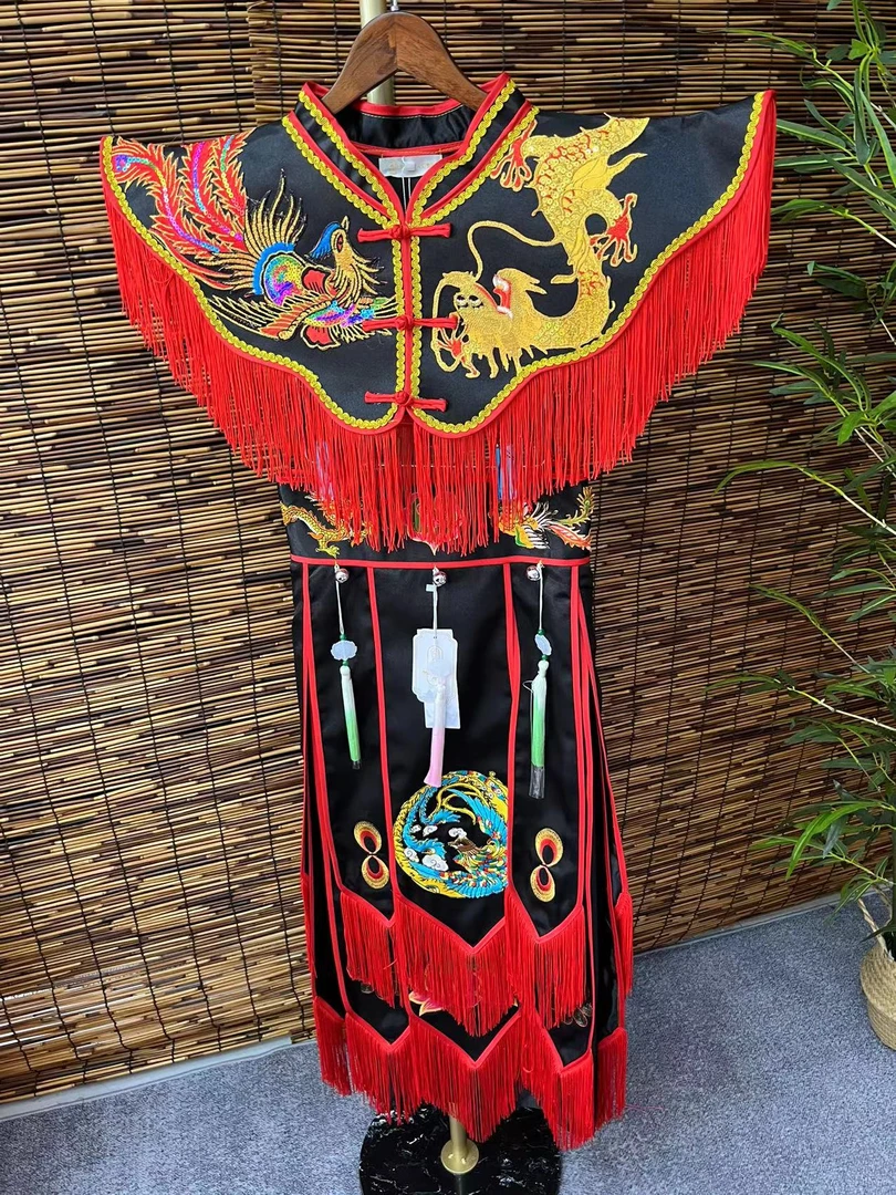 黑色龙凤款披肩凤款战裙 可定制
