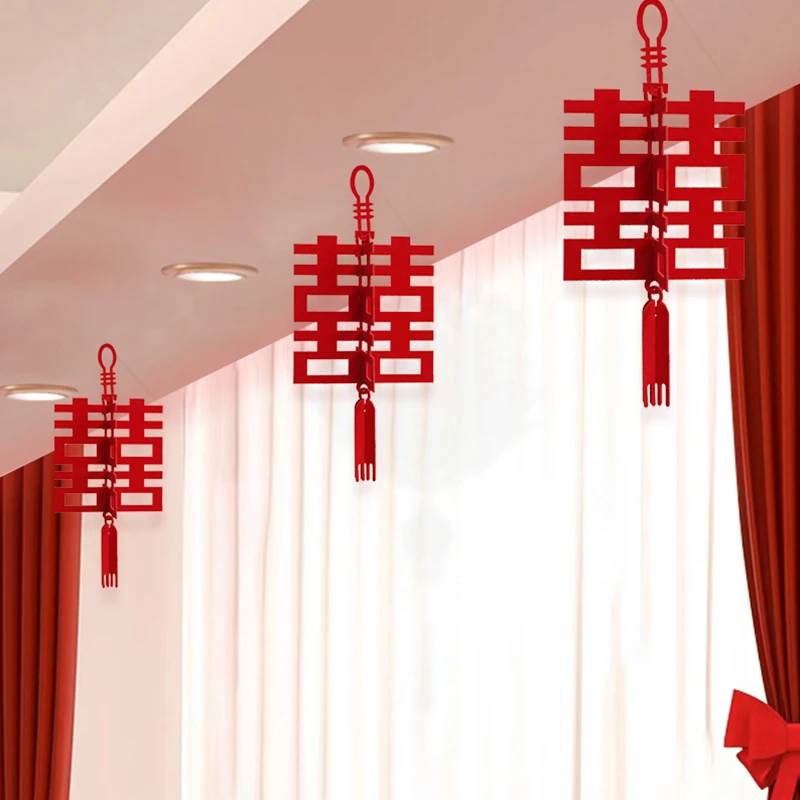 立体喜字灯笼挂饰6个客厅结婚装饰婚房布置新房婚礼挂件婚庆用品
