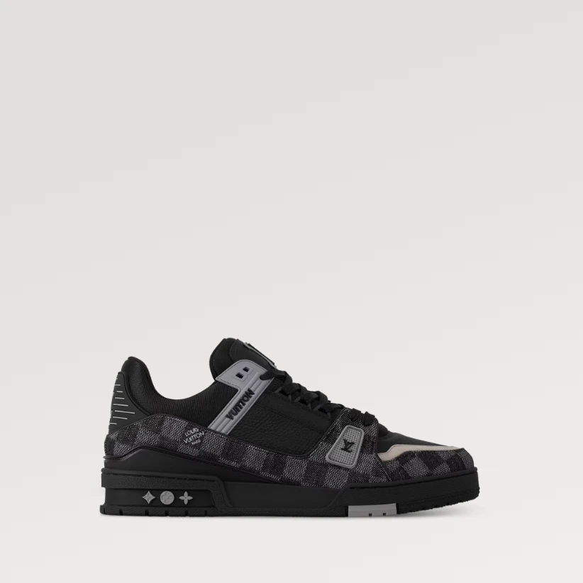未使用 LouisVuitton/路易威登 男士黑白印花TRAINER 运动鞋