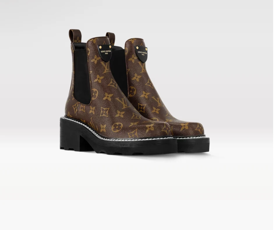 全新未使用 LouisVuitton/路易威登 女士厚底老花 踝靴