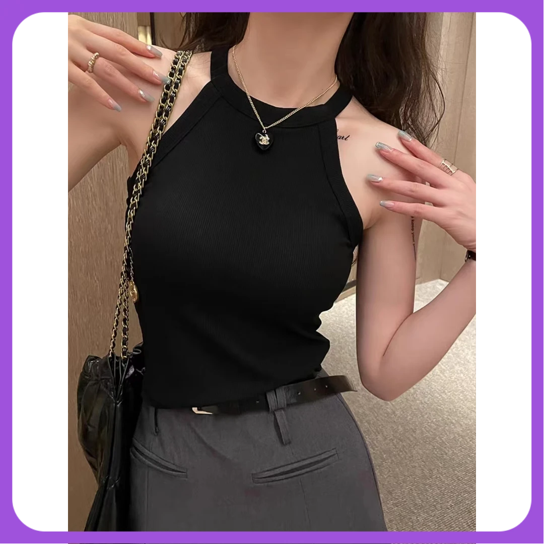 莫代尔大码吊带背心女春夏季带胸垫挂脖内搭外穿打底运动美背上衣
