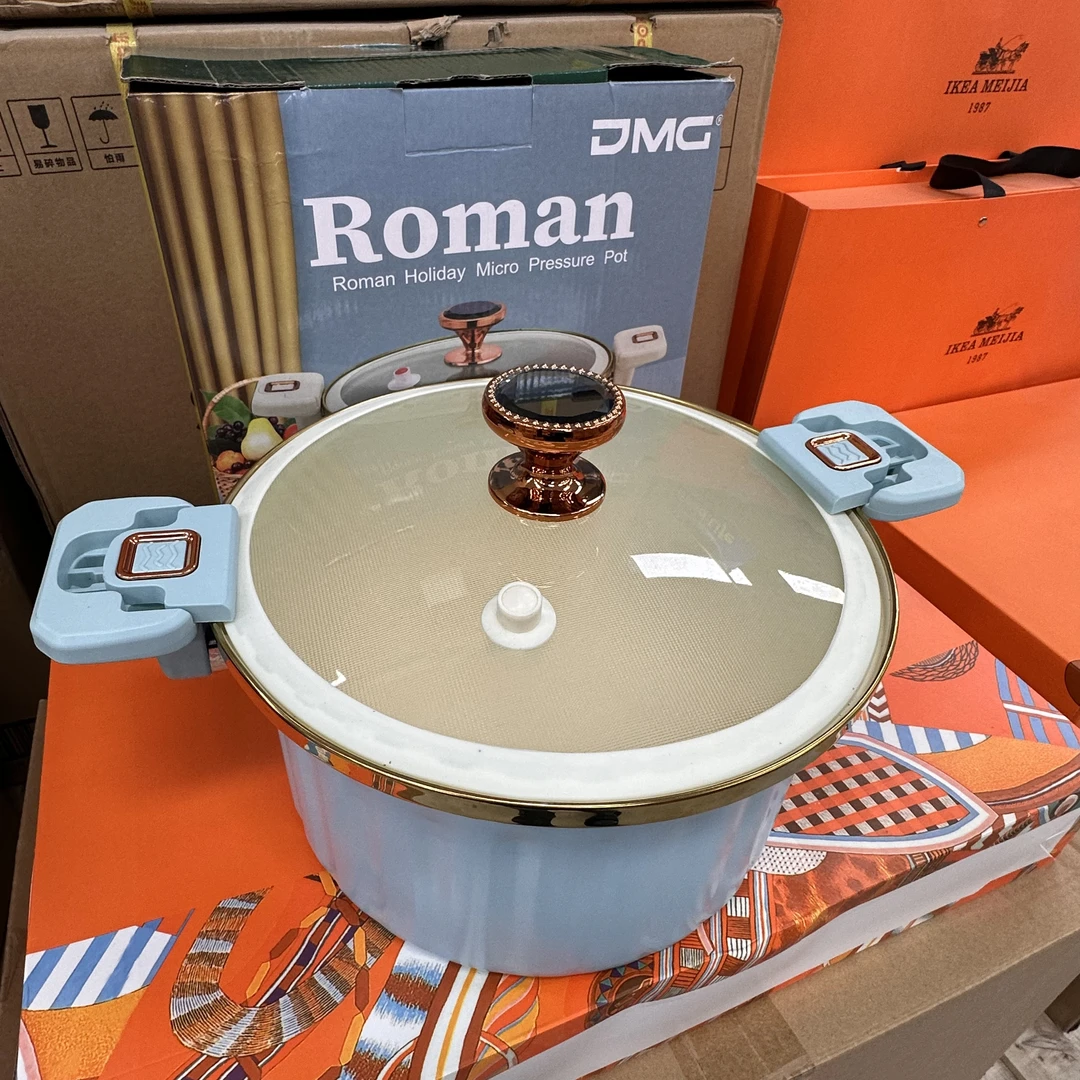 罗马微压锅家用假日新款珐琅多功能煲汤家新老款颜色随机ys