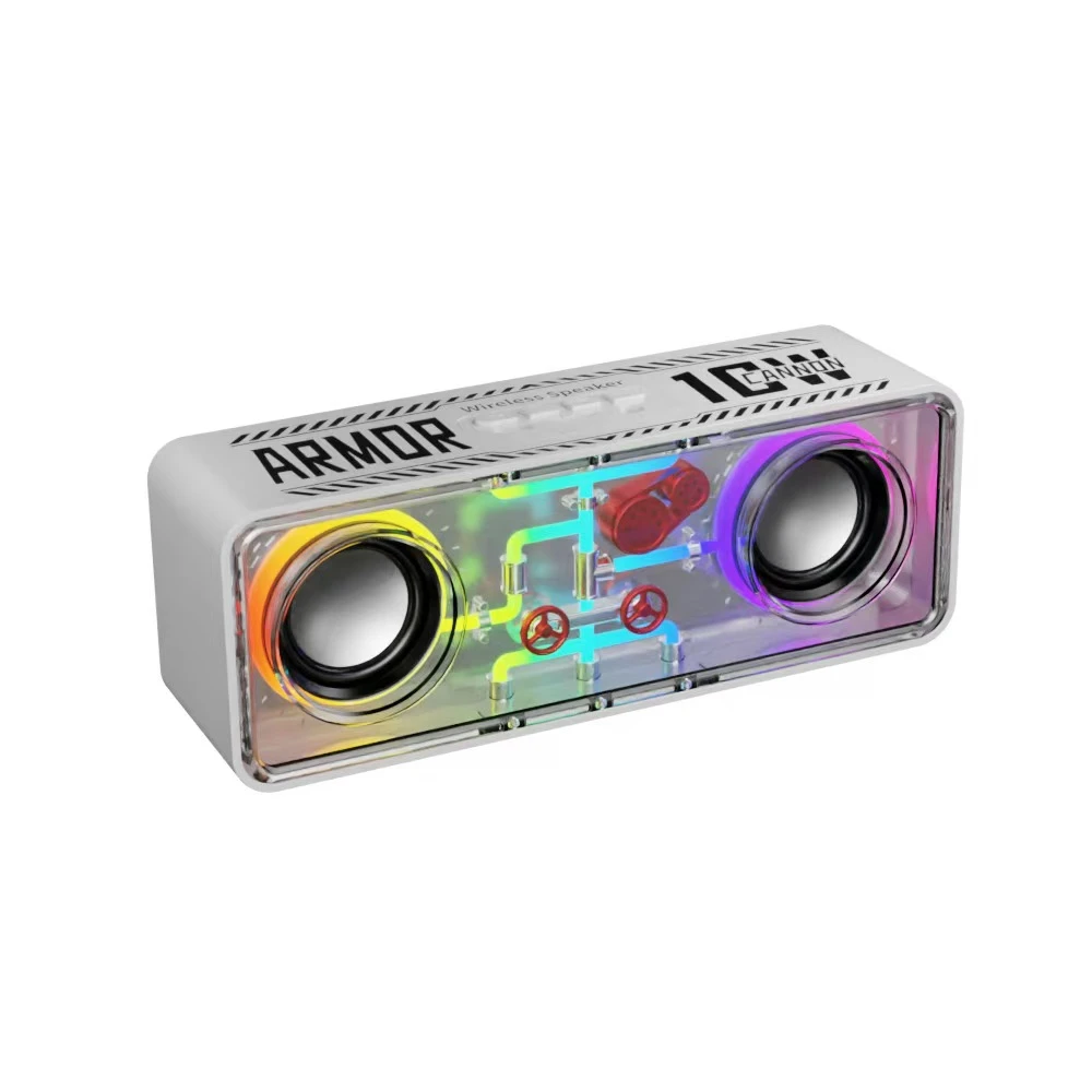 跨境透明机甲无线蓝牙音箱赛博朋克风炫彩灯小钢炮低音音响dz