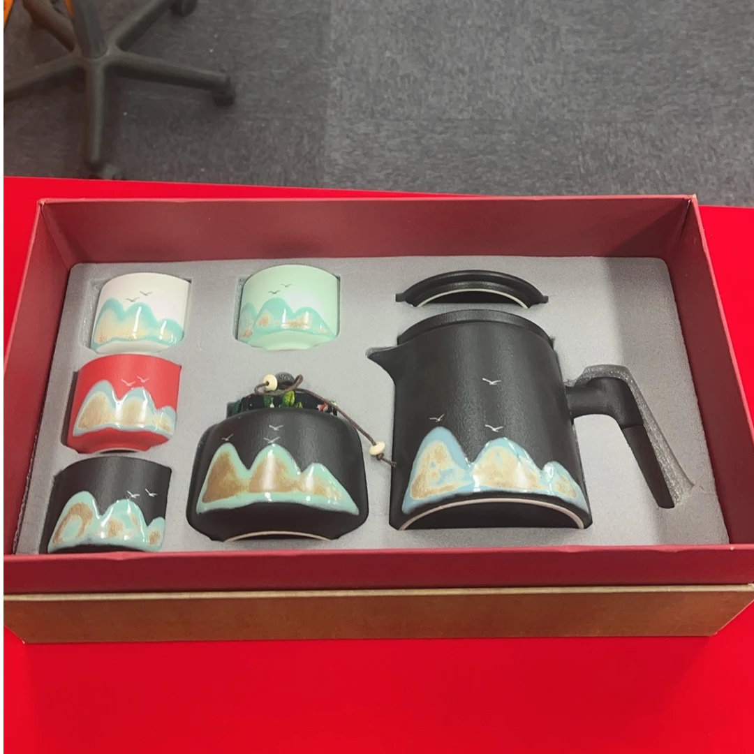 千里江山陶瓷功夫茶具礼盒咖啡套装zl