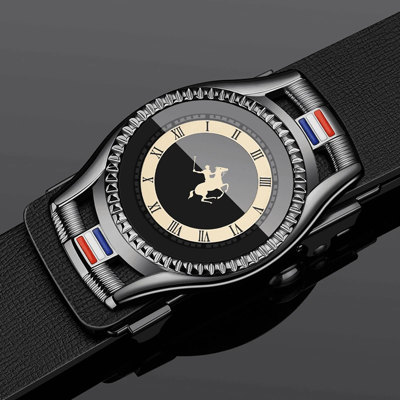 保罗官方新款男士真牛皮皮带中年休闲时尚自动扣腰带牛皮高档裤带