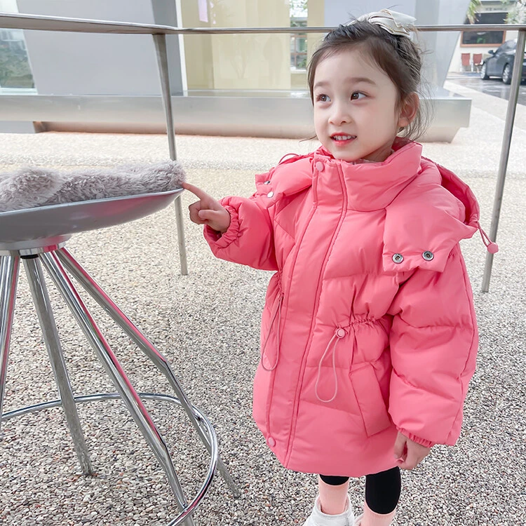 女宝宝棉衣2025新款女童冬季童装韩版棉服儿童中长款连帽棉服外套