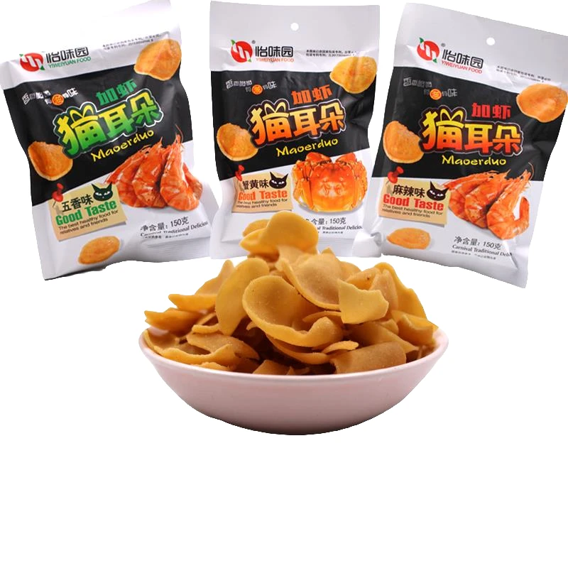 怡味园加虾猫耳朵140g蟹黄麻辣五香大包装零食80后经典小吃锅巴L